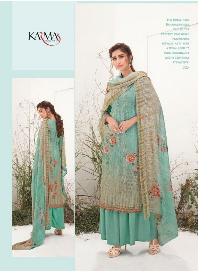 Karma Riwaaz Exclusive Maslin Embroidered Digital Printed With Pure Silk Digital Printed Dupatta 